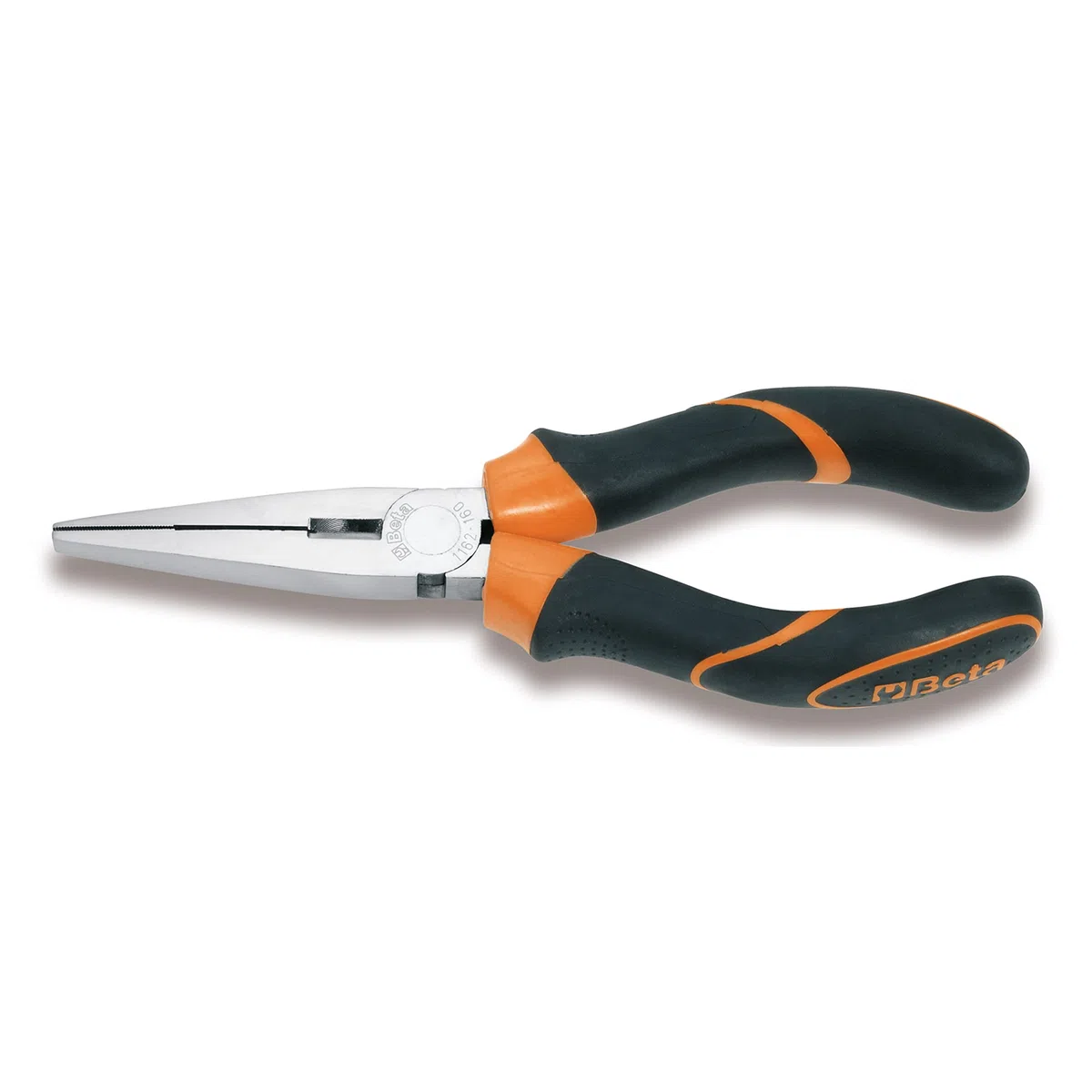 BETA - Pinza Becchi Piatti Lunghissimi Diritti Zigrinati Cromati con Impugnatura Bimateriale Pinza Professionale di Precisione per Elettricisti e Tecnici Utensile Officina e Manutenzione 160 mm 1162BM