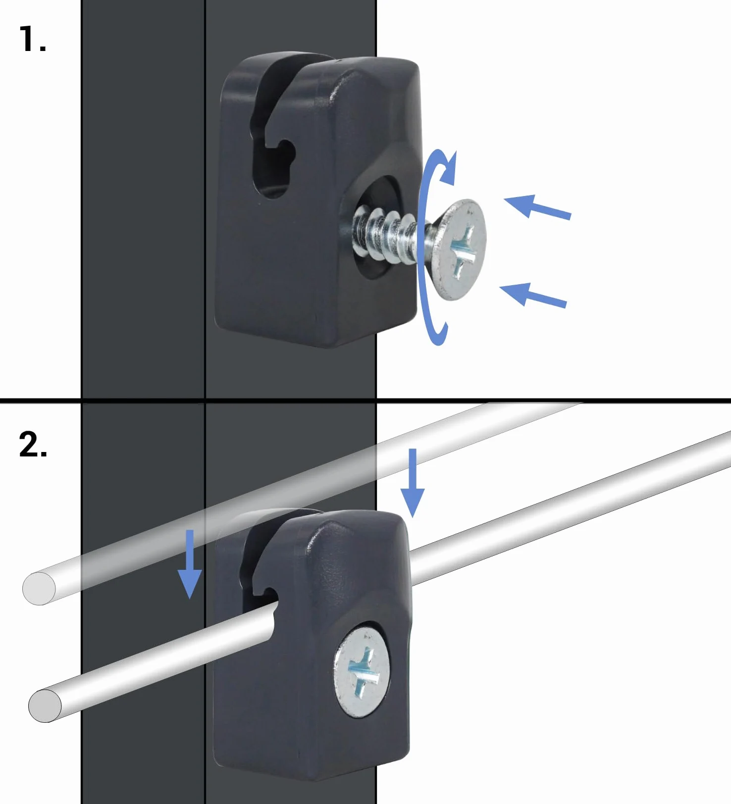 SKIR'CO (50 pz) Clip Grigie per Recinzioni, Clip in Plastica per Recinzioni in Rete, Fermacavi Fissi a Vite, Clip per Recinzioni in Filo, Colore RAL 7016