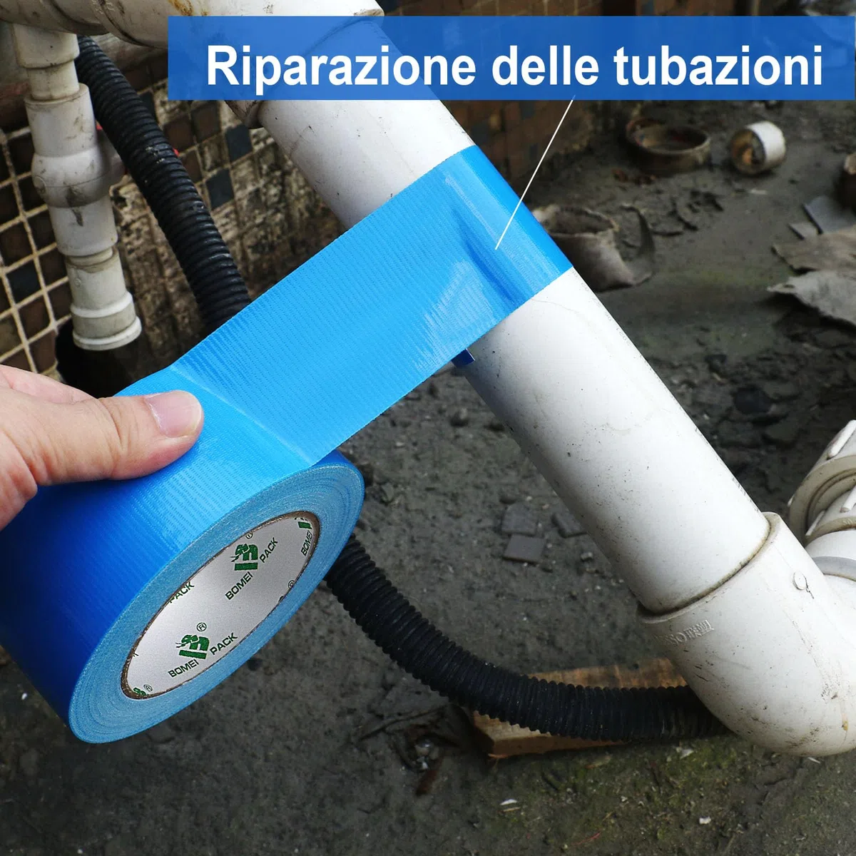 BOMEI PACK Nastro Adesivo Americano, Nastro telato rinforzato per riparazioni o decorazioni, Nastro americano impermeabile per tubature, scarichi e condotti, rotolo 2Pz 50mm x 30yards giallo (BLU)