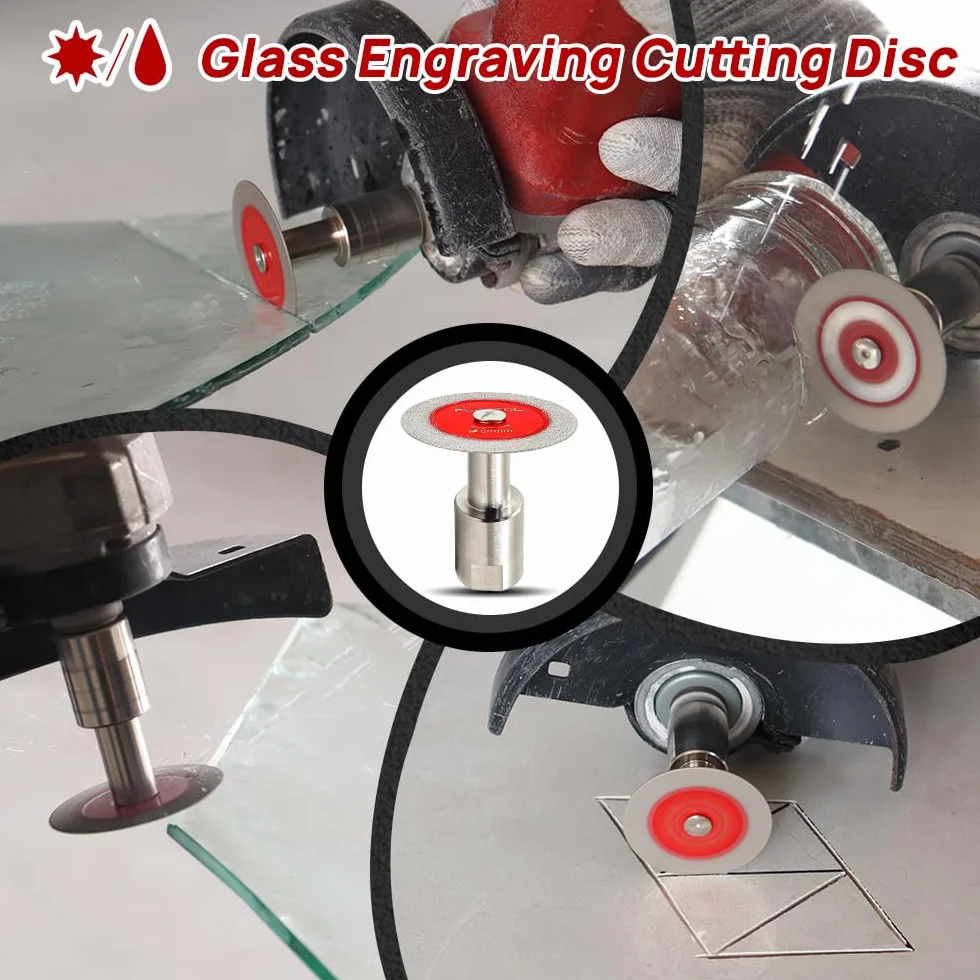 FOCSTOL Disco Diamantato per Taglio Vetro - 5 pezzi 50mm Lama Diamantata per Vetro e 1 pezzo Flangia Filettatura M14 per Giada Marmo Granito Pietra Artificiale Porcellanato Piastrelle Ceramica