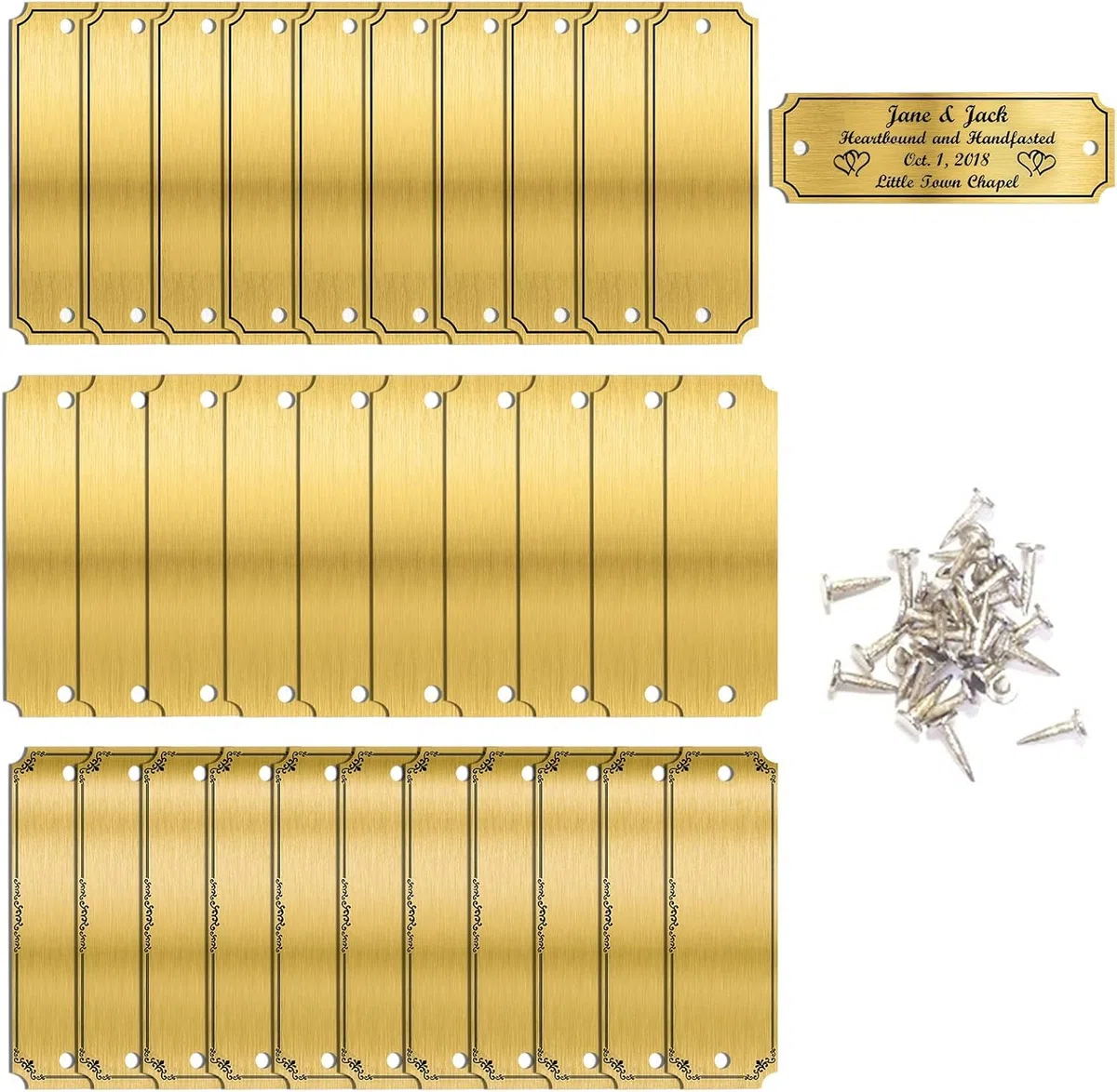 Targhetta Nome Personalizzato In Ottone, 30 Pcs 3"x 1" Targhe Nome Targa Personalizzate Commemorativa Per Cane/Gatto Foto, Targhetta Incisa Laser Per Cassetta Delle Lettere, Trofei, Regali