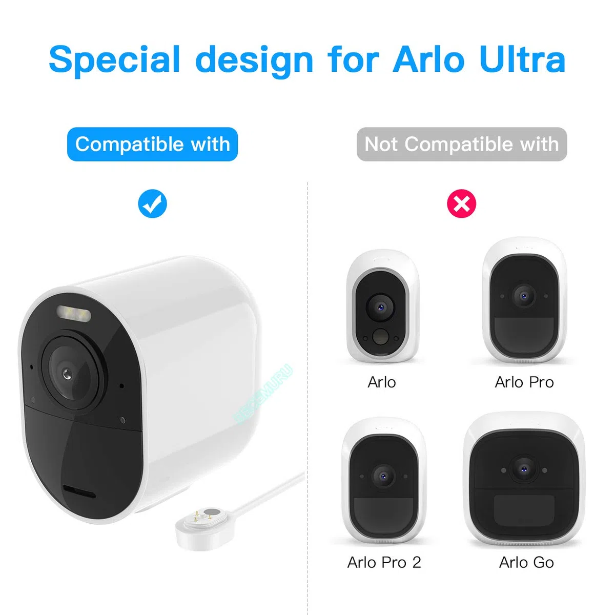 BECEMURU Arlo Ultra/Arlo Pro 3 Cavo di ricarica Cavo magnetico resistente alle intemperie per Arlo Ultra/Arlo Pro 3 Camera (Bianco) (30ft/9m, 2 Pacco)