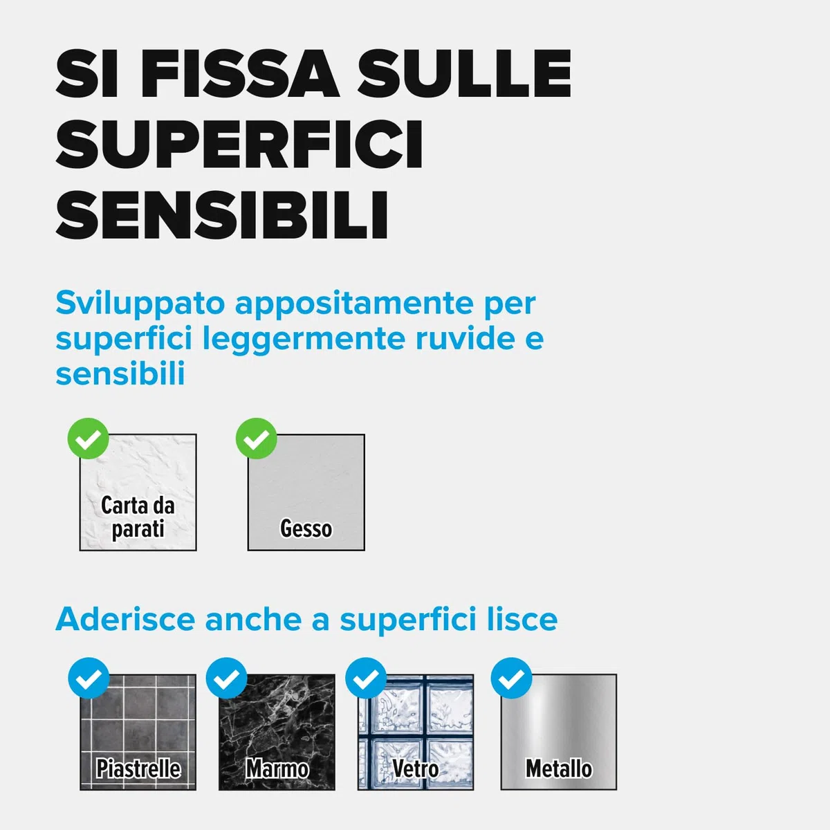 tesa Chiodo adesivo per carta da parati e gesso, 1 kg, 3 confezioni di 2 chiodi adesivi e 6 linguette adesive