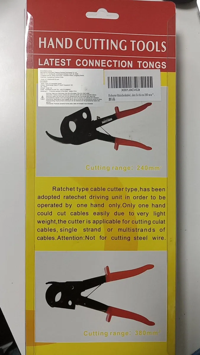Idong Tagliacavi a Cricchetto HS325A, Robusto Tagliacavi in Alluminio Resistente per Cavi in Rame, Tagliafili per Uso Pesante Fino a 240 mm²