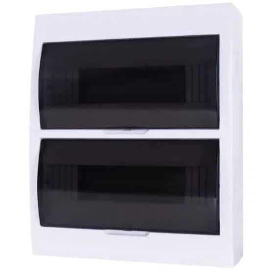 Quadro elettrico da parete 24 moduli DIN con doppia porta trasparente fumé per interno - 33x27.5x10cm