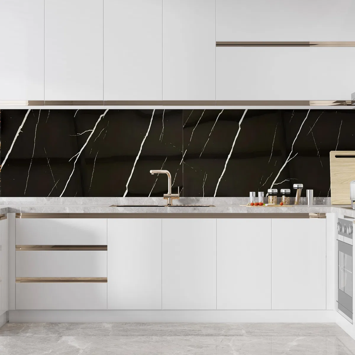 IZODEKOR Rivestimento da Parete Effetto Marmo, 120 x 60 cm, Alternativa alle Piastrelle da Bagno/Cucina, Pannelli per Bagno | Black Lightning