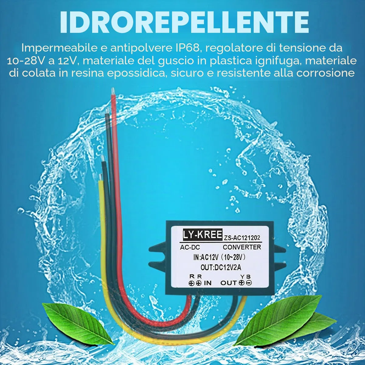 Convertitore di Alimentazione AC-DC AC 12V (10-28V) a DC 12V, 2 Pezzi Convertitore Buck, Convertitore a Tensione Ridotta Buck Regolatore per Schermo Auto Pompa Acqua(2A)