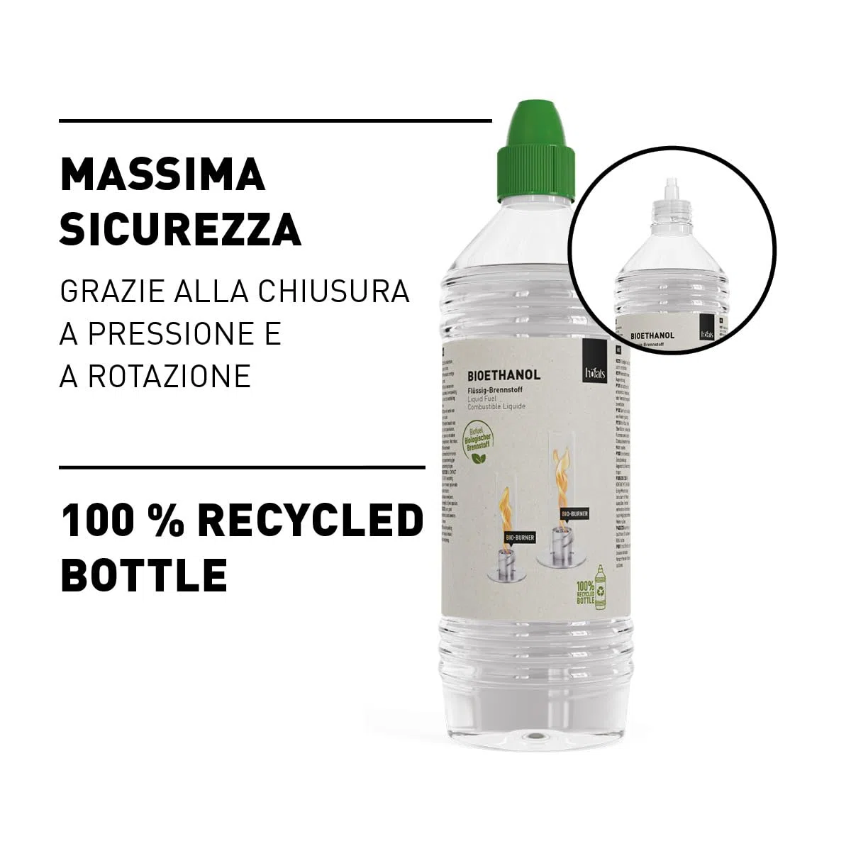höfats - bioetanolo liquido per SPIN 900 | 1200 - etanolo senza fumo e fuliggine - 6X 1 litro - accessori per Spin 900 | 1200 e Bio-Burner, il camino da tavolo per uso interno ed esterno