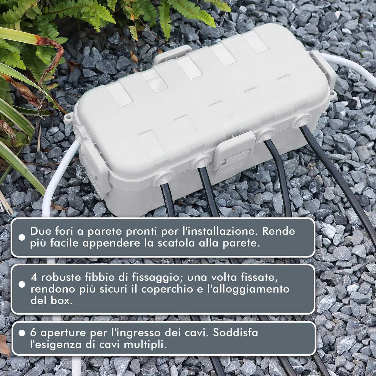RESTMO Scatola per Cavi Media IP54 (29x13,2x10cm) – Impermeabile per Esterni, Ideale per Proteggere Prolunghe, Ciabattine e Connettori Angolari - Coloer Binaco
