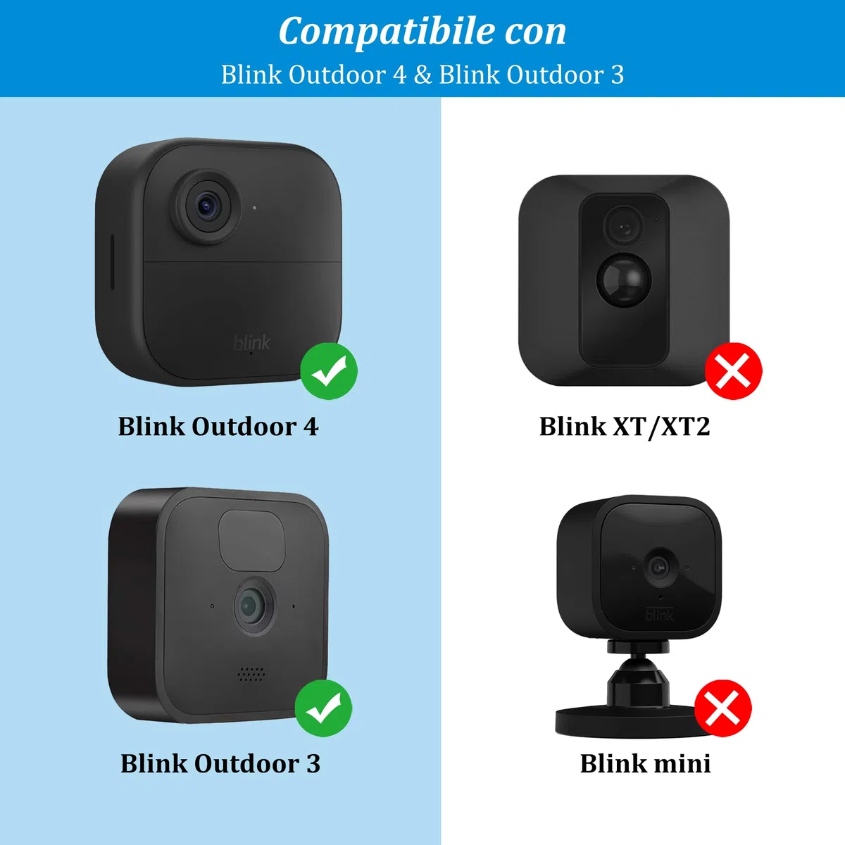 PlusAcc Supporto per Blink Camera Outdoor - Supporto a Parete Regolabile con Custodia per Blink Videocamera Outdoor 4 e outdoor 2k+ e Camera di Sicurezza Blink Indoor (3 pezzi)