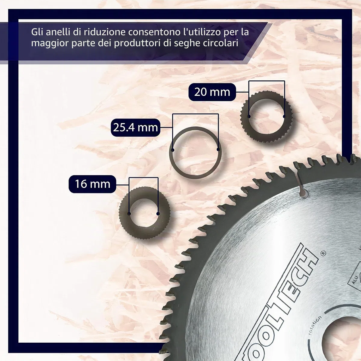 Lama circolare professionale 210x30 mm lama con 80 denti HM lama circolare legno 3 x anelli di riduzione per 16 mm, 20 mm, 24,5 mm (1, lama circolare)