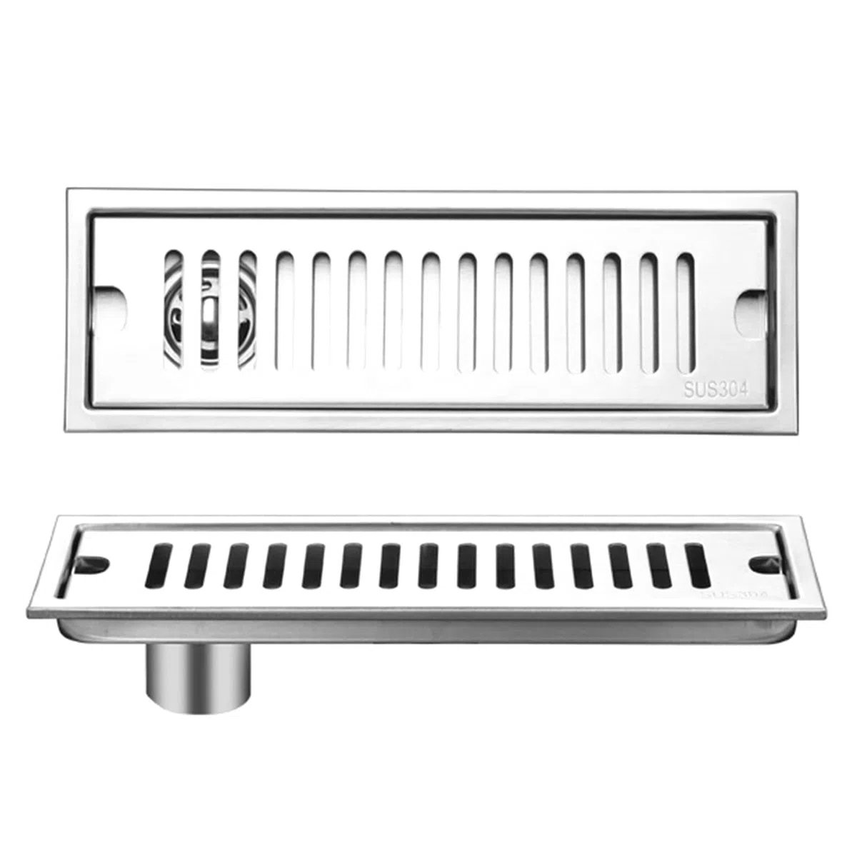 Tissting Scarico Doccia, Scarico a Pavimento Lungo Rettangolare in Acciaio Inossidabile con Filtro Antiodore, 30cm, Acciaio Inox, per Bagno, Cucina, Hotel, Ristorante