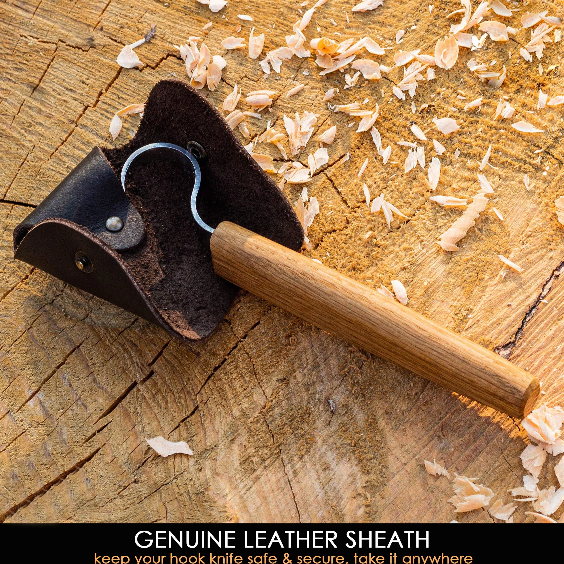 BeaverCraft Coltello a uncino Coltello da intaglio a cucchiaio con fodero in pelle Coltello a uncino per intaglio del legno Strumenti per intagliare ciotole e cucchiai Strumenti per intaglio del legno
