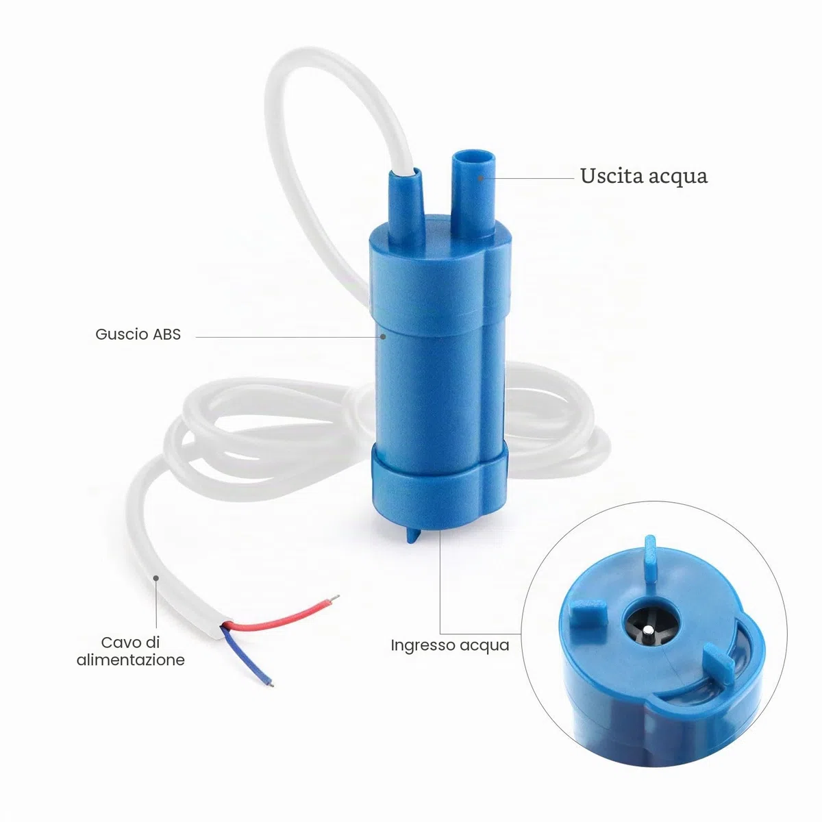 Pompa ad Acqua Sommergibile 12V 600L/H, Pompa Ultra Silenziosa con Tubo in Silicone da 5 m, per Roulotte, Camper, Yacht, Barca ecc.