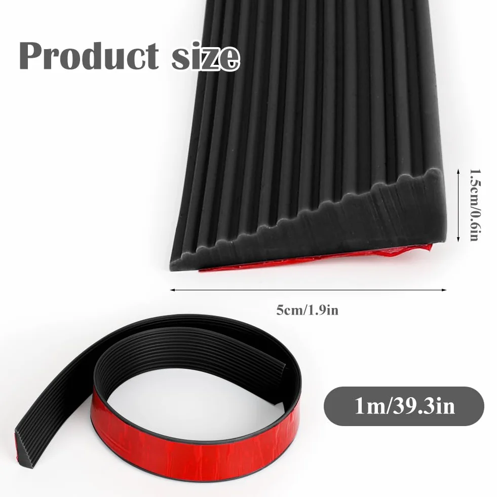 Profilo di transizione per pavimenti e soglia di porta, autoadesivo, in silicone, 100 x 5,5 x 1,6 cm, nero
