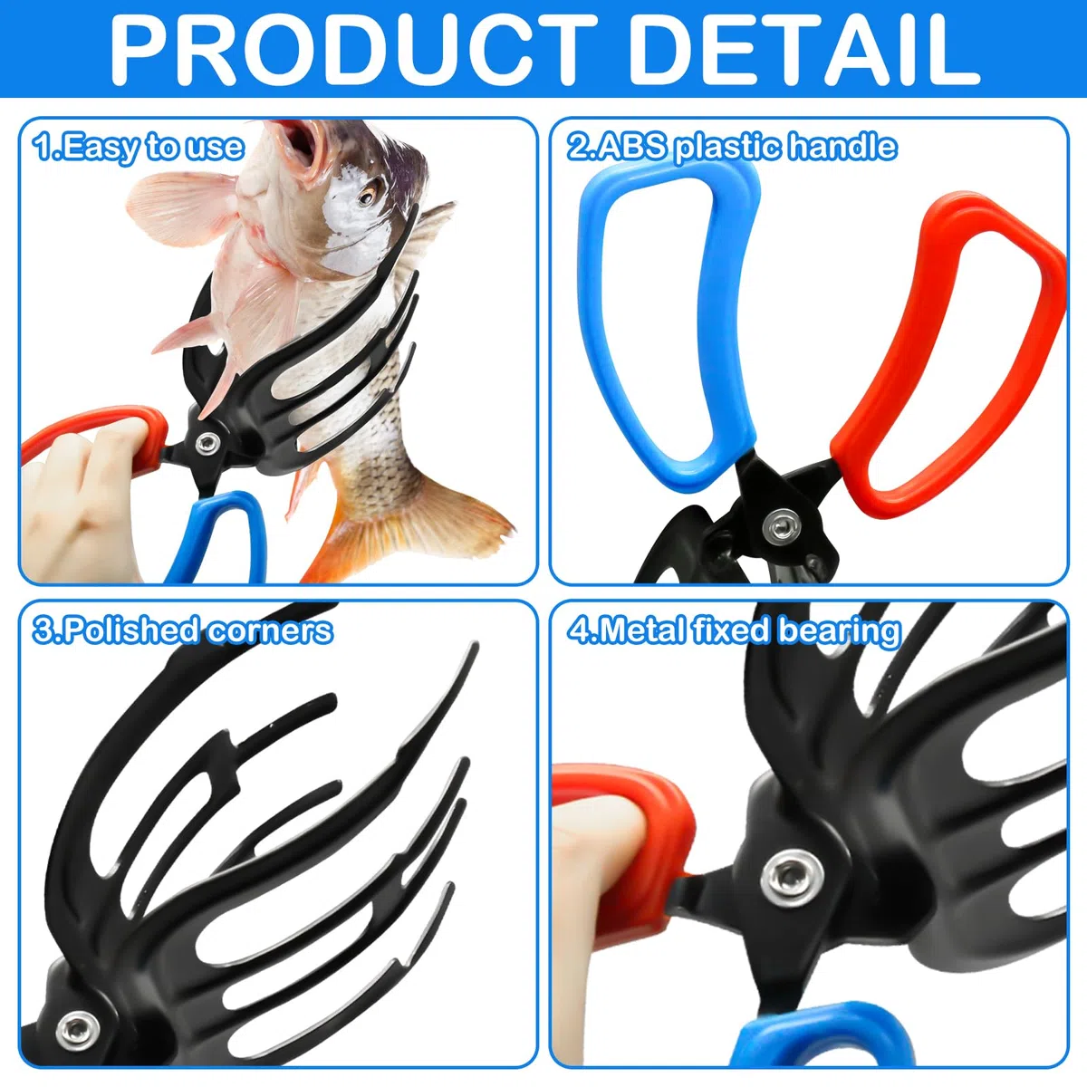 CANIPHA Metal Fishing Tool Pinza de Pesca, Pinza de Pesca, herramienta de captura de peces, pinzas de Metal para Pesca, 3 garras, pinzas de Pesca antideslizantes, Pinza de Control, pinzas para peces