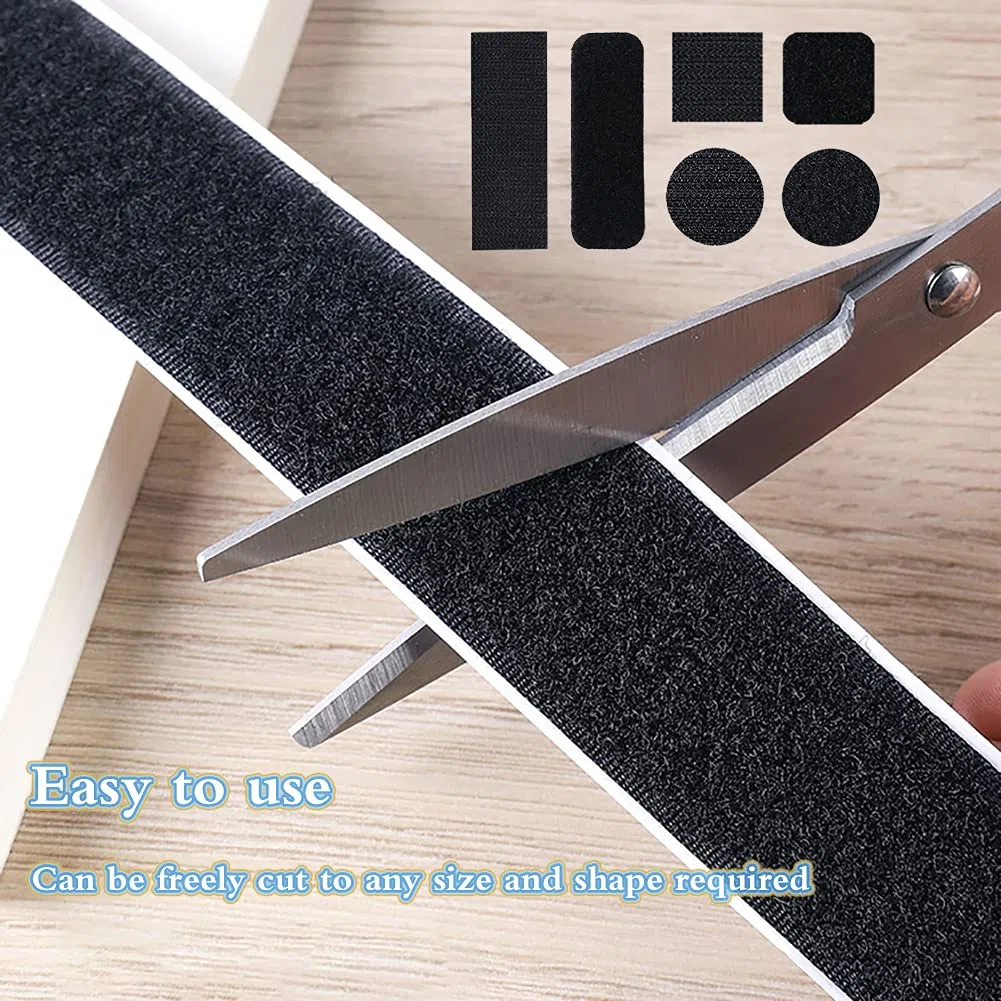 5 metri x 50 mm Hook and Loop Tape Sticky Back Fastener Roll,Hook Loop Autoadesivo, Nastro biadesivo,strisce autoadesive nere riutilizzabili Nastro di montaggio per moquette, cucina, ufficio, casa