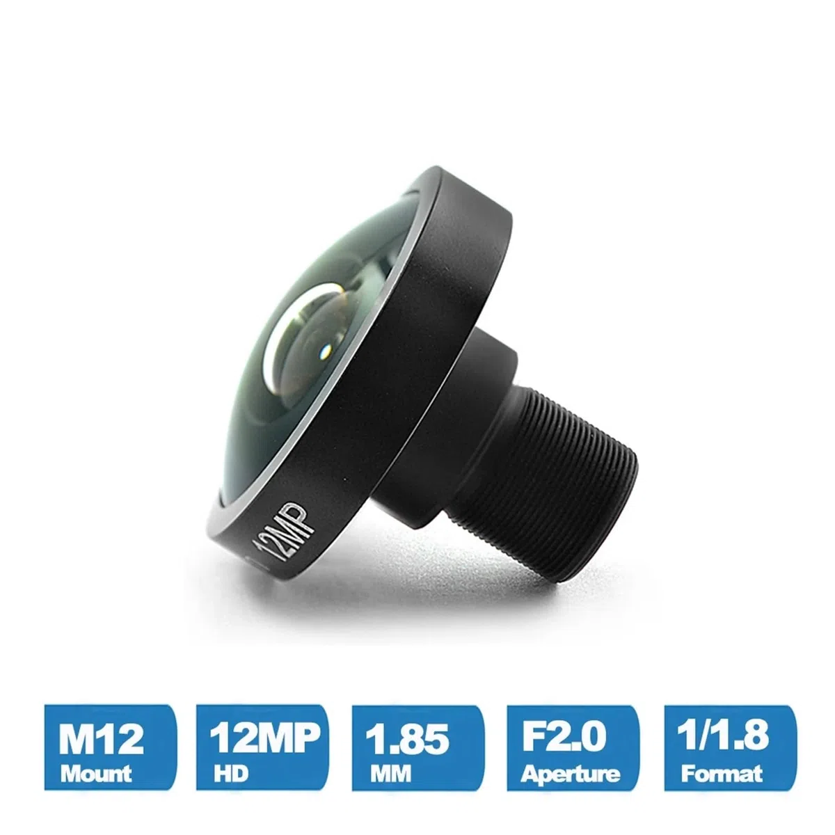 Obiettivo fisheye 4K 12MP 1,85 mm 1/1,8 185 gradi M12 Mount con filtro IR 650nm (1,85 mm)