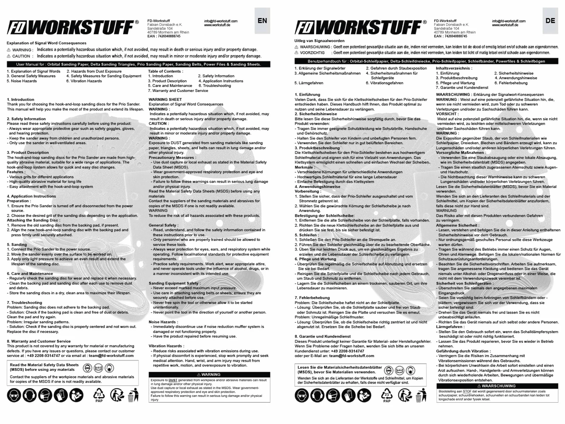 FD-Workstuff 120 Fogli/Carta vetrata / 92 x 140 mm/Delta - Multi - Dischi abrasivi / 5 Fori/in grana 6 / per confezione 20-40 - 60-80 - 120-180 - 240