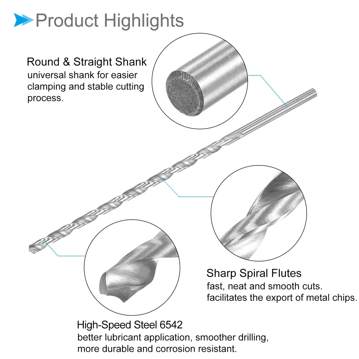 Punte da Trapano Elicoidali Extra Lunghe in Acciaio ad Alta Velocità, Diametro 8mm Lunghezza 250mm Punta Trapano Dritta Twist Jobber per Metallo Legno Plastica Alluminio, 2pz