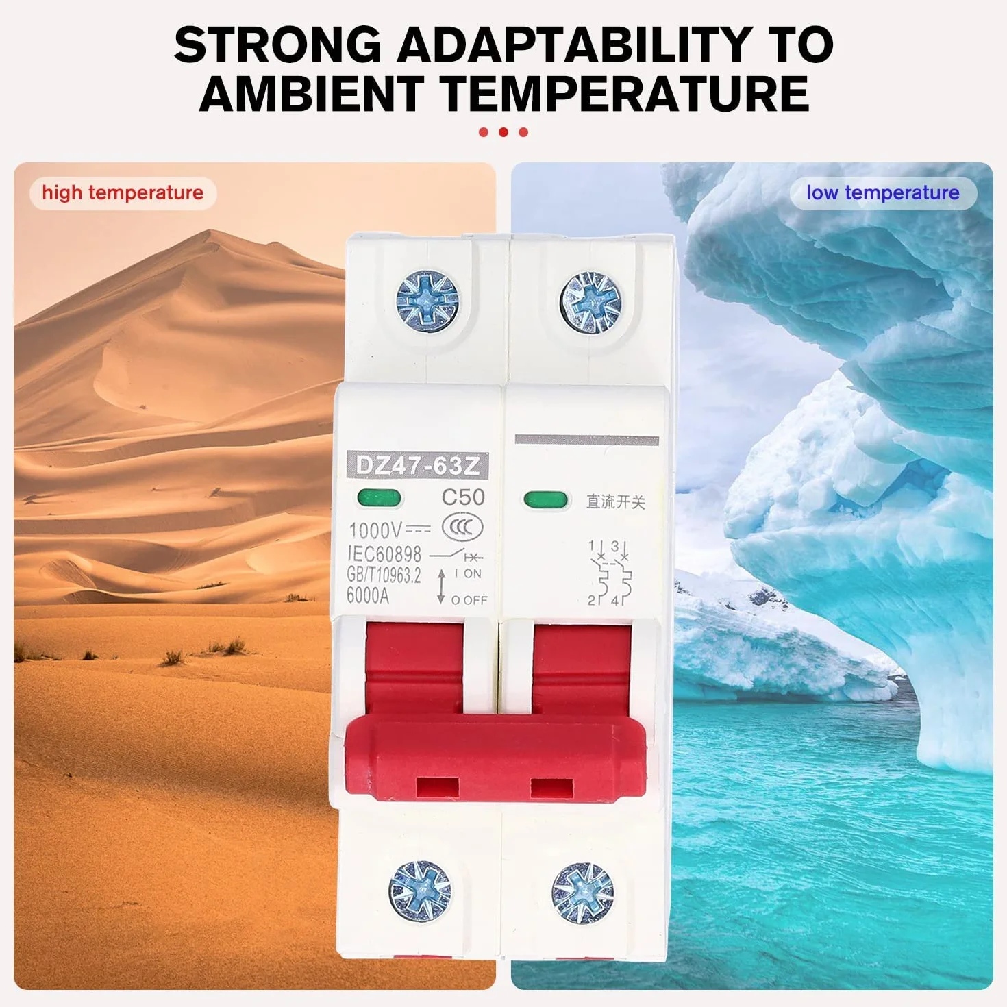2 pezzi Interruttore Magnetotermico,1000V DC 50A 2P,Interruttore Automatico Miniaturizzato,DIN Rail Overload Protection Air Switch Circuit Breaker per l'illuminazione Residenziale Distribuzione