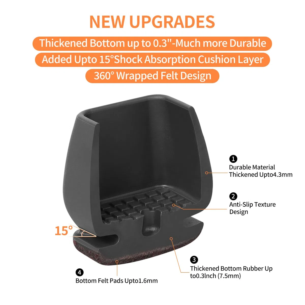 RCHYFEED Gommini per Sedie, 24 pezzi Coprigambe per sedie, Tappi Piedini Silicone(Nero), Gommini in Silicone con Feltro, per Proteggere i Pavimenti da Graffi e Rumori (Rotondi 16-19mm)
