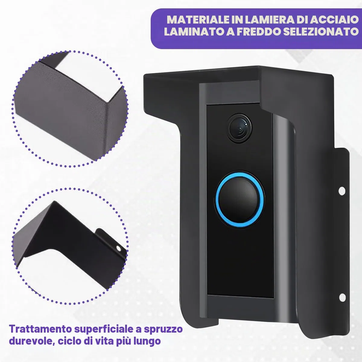 Parapioggia per campanello: parapioggia per videocitofono, durevole e resistente alle intemperie, per campanelli Ring, citofono e serratura a codice per porta d'ingresso (15 x 9,7 x 7,2 cm)