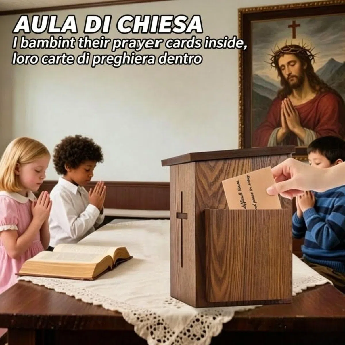 Generico Cassetta Delle Offerte - In Legno Con Fessura Bloccabile,Cassetta Con Croce Per Beneficenza,per Decima, Carità, Culto, Congregazione, Servizio Religioso, Colletta e Raccolta Fondi