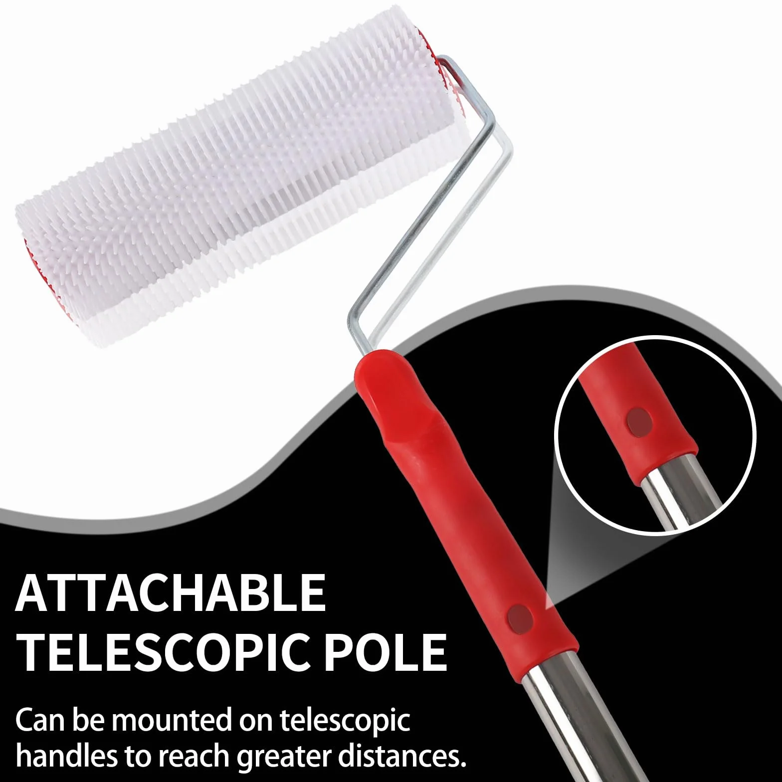 Rullo di compensazione 23 cm rullo di sfiato con asta lunga 1,5 m, rullo di compensazione per unghie per la ventilazione dei rivestimenti del pavimento