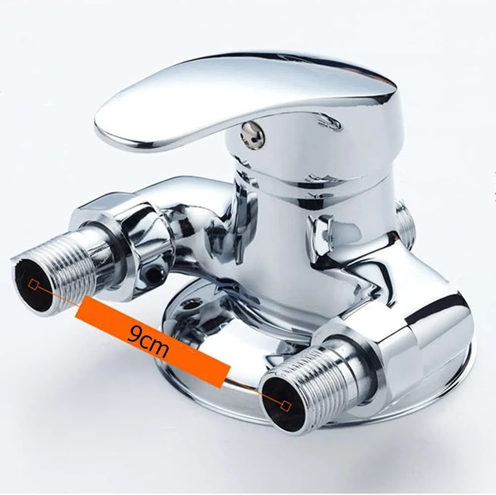 Rubinetto doccia da parete in ottone per bagno, rubinetto a una manopola per acqua fredda e calda, cromato