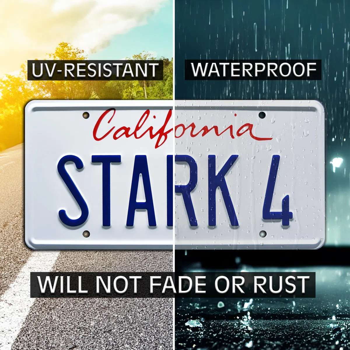 Iron Man | STARK 4 | Metal Stamped License Plate