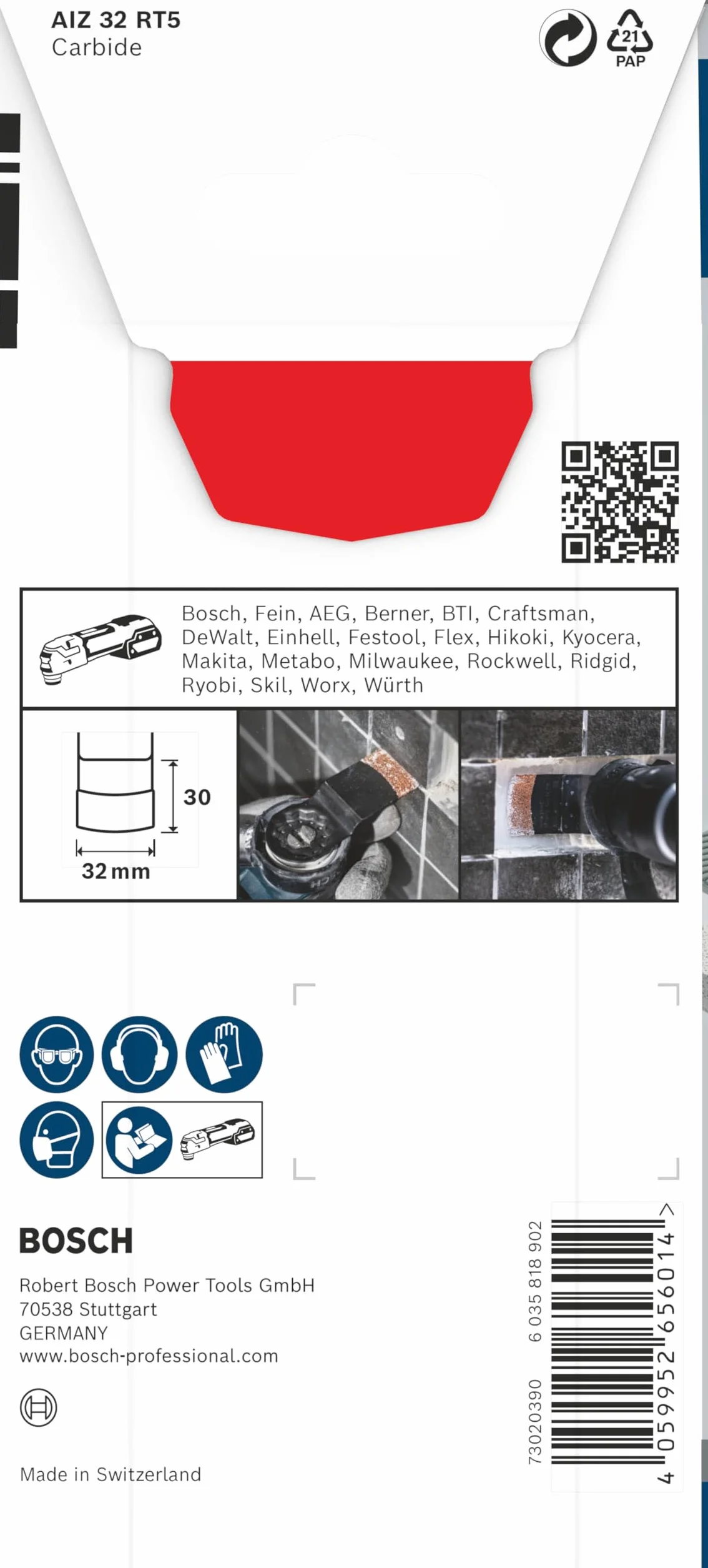 Bosch 1 foglio PRO Multi Material AIZ 32 RT5 per utensili multifunzione (per malta, cemento cellulare, larghezza 32 mm, accessorio professionale)