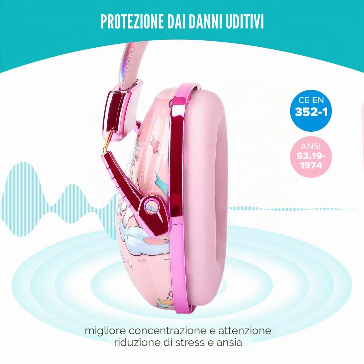 JYPS Cuffie Antirumore per Bambini, SNR 25dB, Protezione con Cancellazione del Rumore, per Autismo dai 2 Anni+, per Lavoro