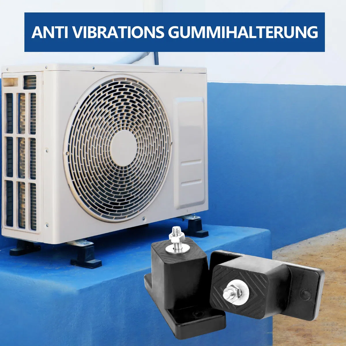 Cherbowing Climatizzatore ammortizzatore, piedini antivibrazione, supporto in gomma per aria condizionata, 4 pezzi, 200 kg, antiscivolo, resistente ai raggi UV