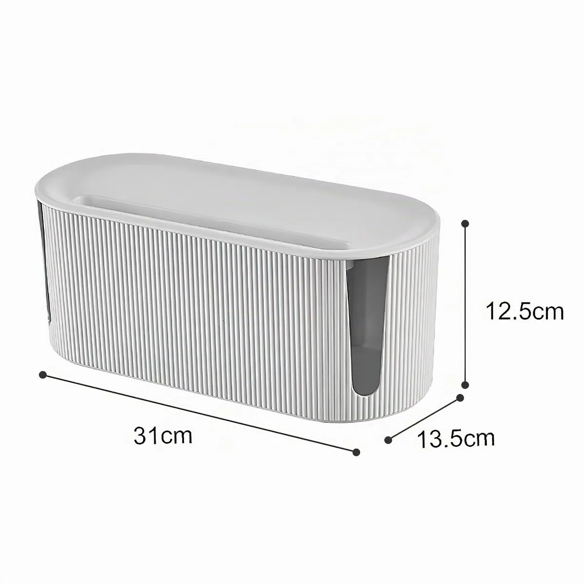 DAWRIS Scatola organizer per cavi con coperchio, bianco, 31 x 13,5 x 12,5 cm, in plastica ABS, gestione cavi per ciabatte, protezione contro le sovratensioni, grande capacità, coperchio di chiusura
