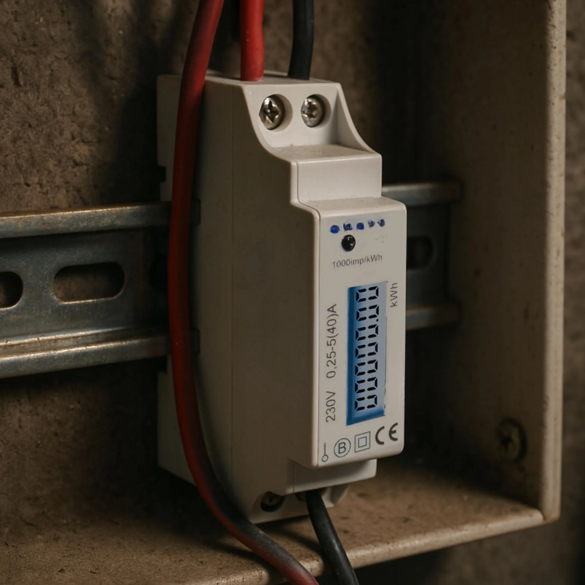 Contatore Energia Elettrica Monofase 1 Modulo 40A MID Illuminato DIN TH-35mm, Contatore a Defalco/Contatore di Sottrazione