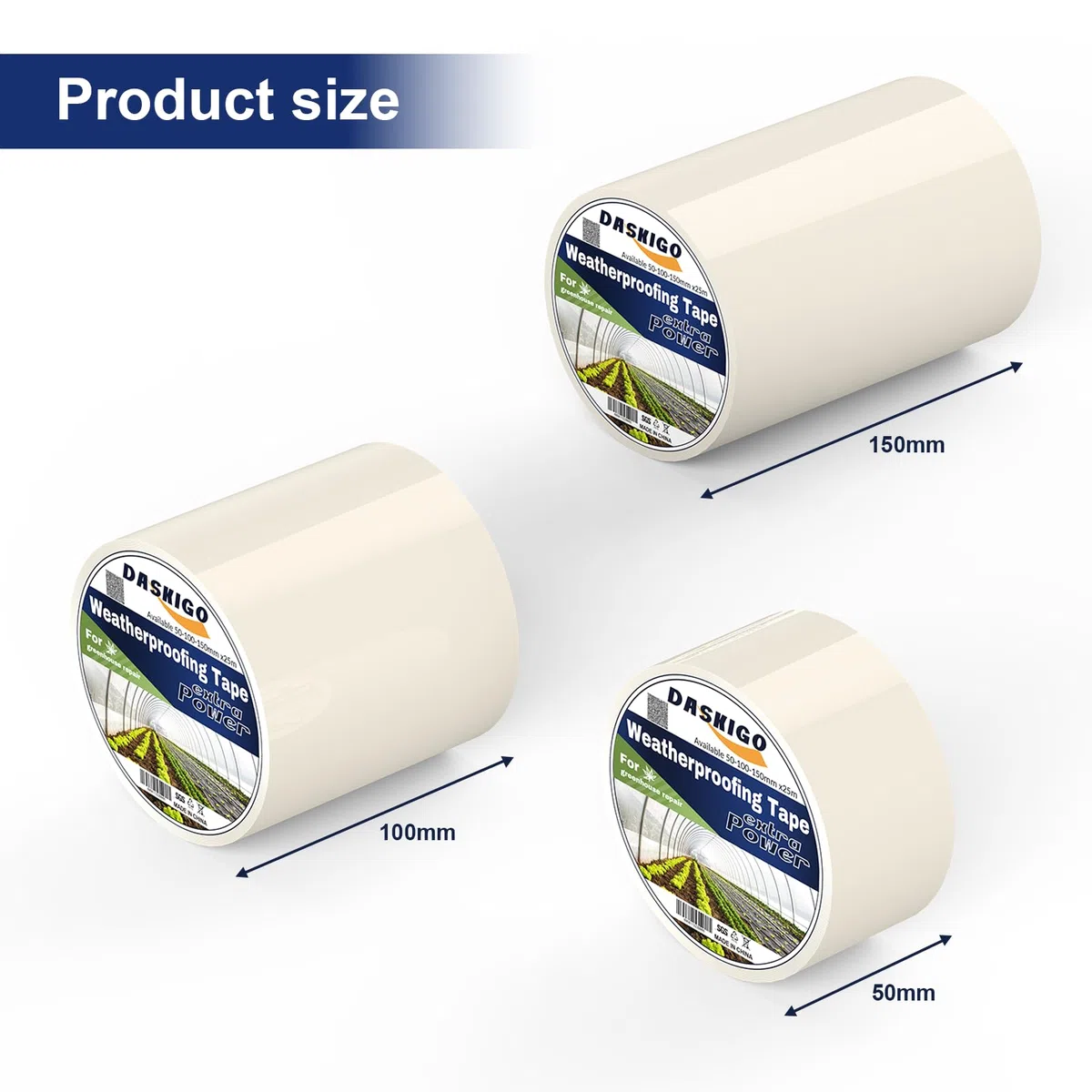 Nastro di Riparazione per Serre Extra Forte, Nastro Adesivo Resistente all'Acqua in Polietilene Trasparente, Giardinaggio, Agricoltura (100 mm x 25 m)