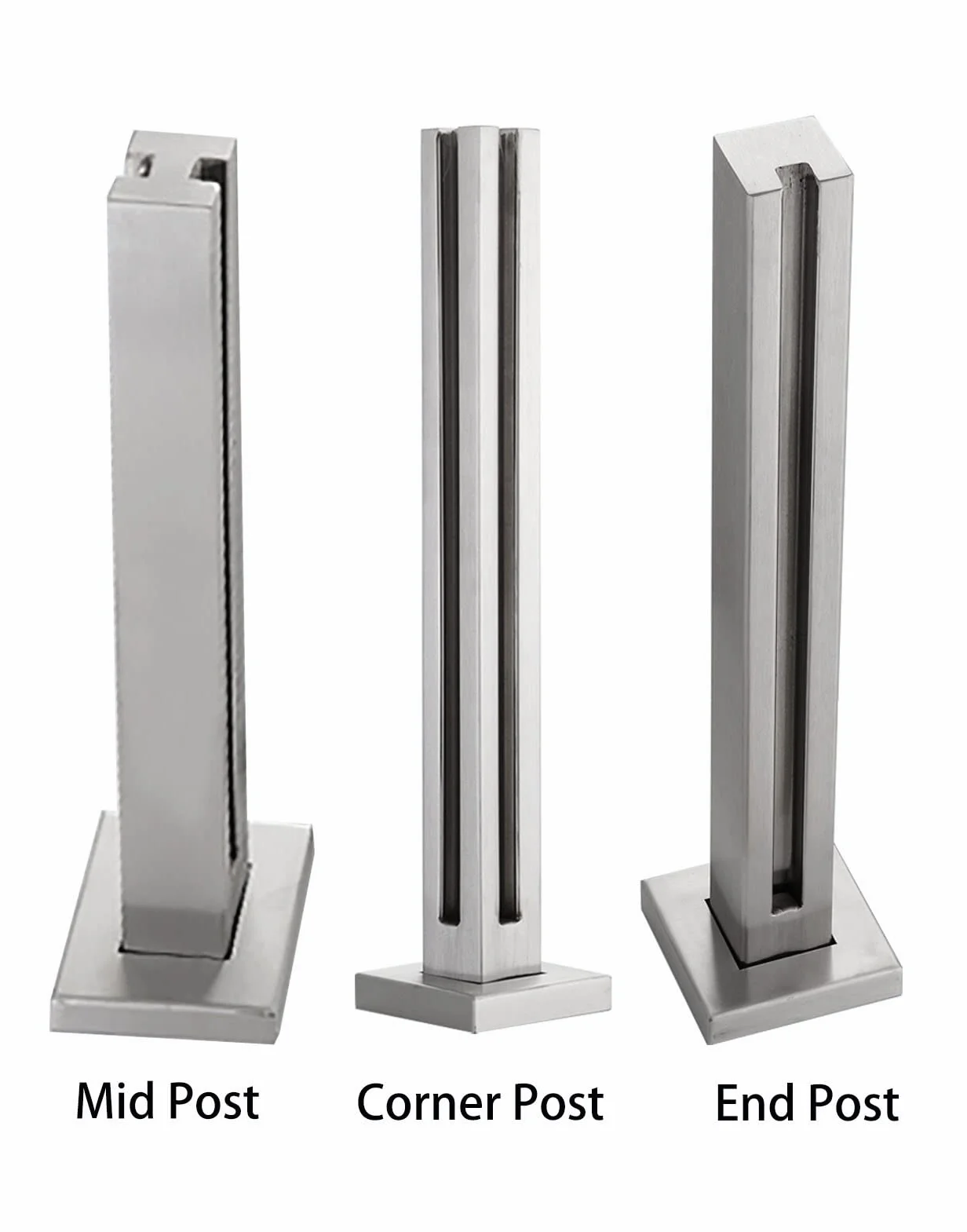Ringhiera in Vetro Kit Balaustra in Vetro per Piattaforme di Scale, Balaustre per Esterni con Viti e Basi, Vetro Quadrato Ringhiera Spigot Post Pannelli di Vetro Morsetti ( Color : Silver-End Post , S