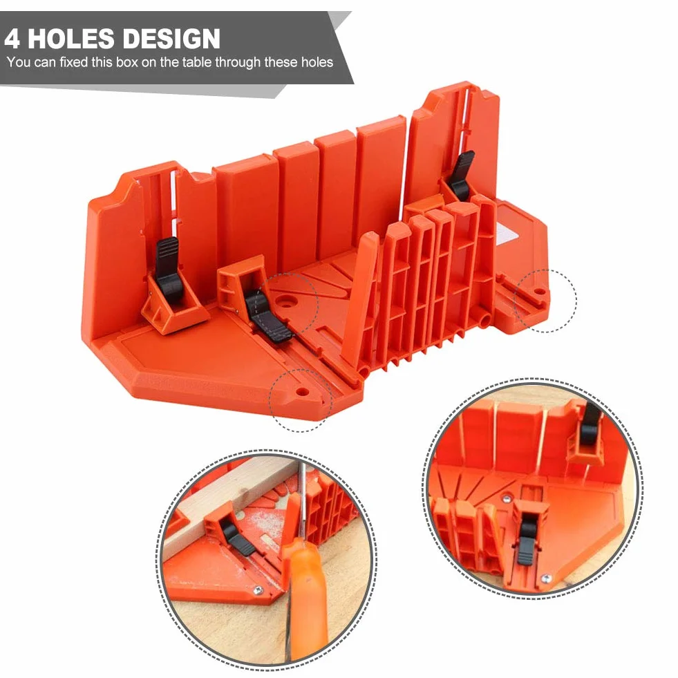 Mitre Box, scatola di plastica per potatura, a mano, strumento per la lavorazione del legno, con morsetto