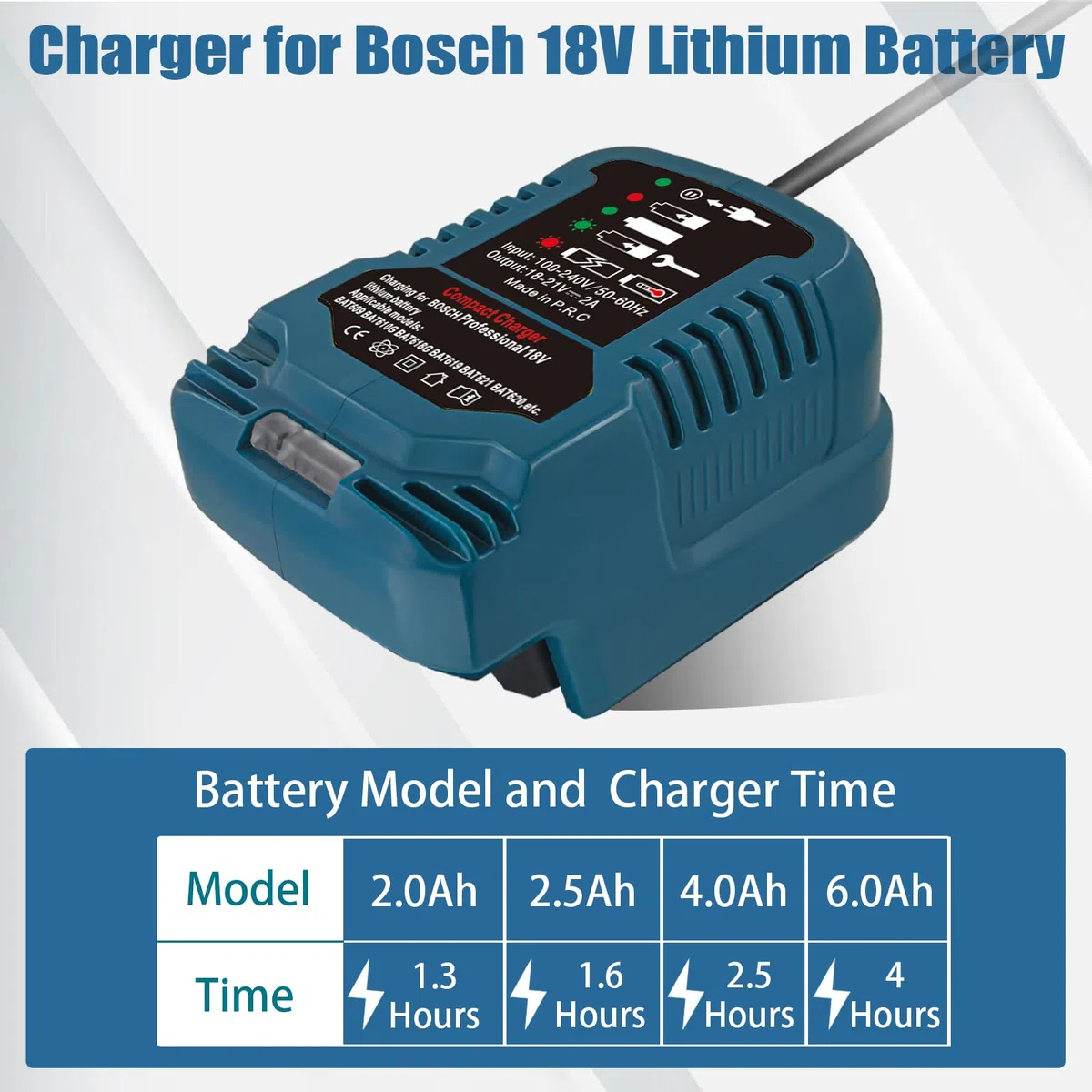 220 V per caricabatterie Bosch Professional 18 V GAL1880 CV Ricambio per batteria Bosch GBA 18 V BAT609 BAT610G BAT618G BAT619 (senza batteria)