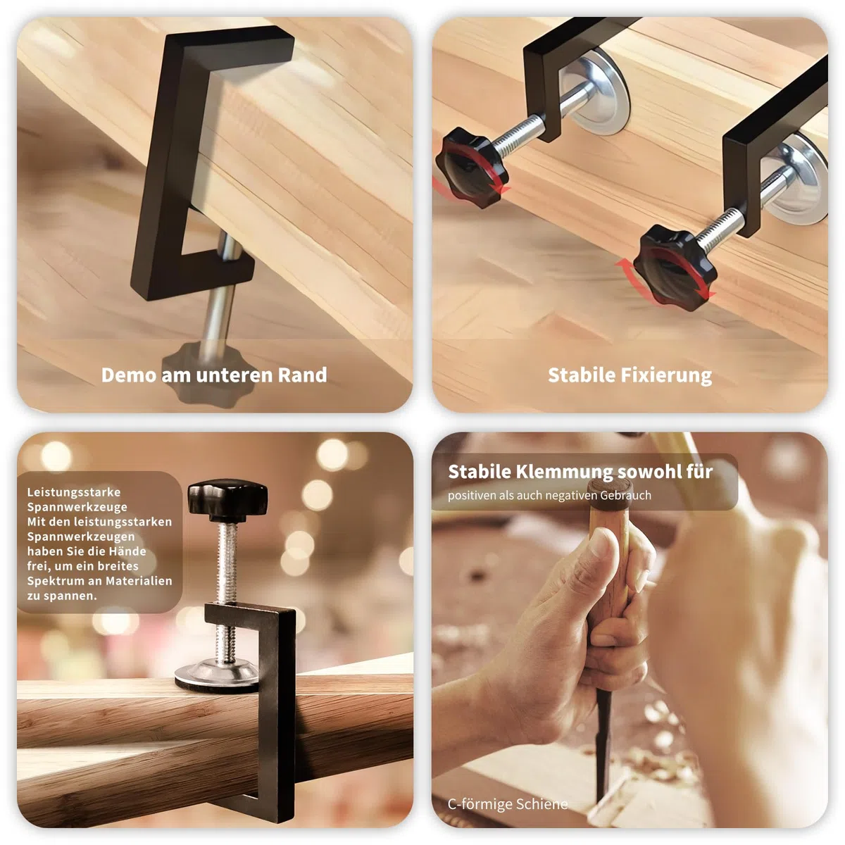 6 Pezzi Morsetti a C,Morsetti a C Resistenti 15 – 60 mm, Morsetto da Tavolo ad alte Prestazioni,Morsetti a Vite Regolabili,Morsetti da Tavolo,Universali,Camera da Letto, Cucina,Bagno,Scaffalatura