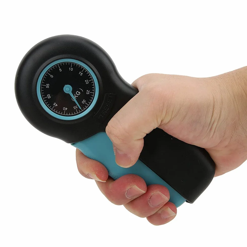 Dinamometro Manuale, Misuratore Meccanico della Forza della Presa, Misuratore della Presa della Mano per Misuratore della Forza della Presa, Dinamometro Forza Muscolare(Nero Blu)