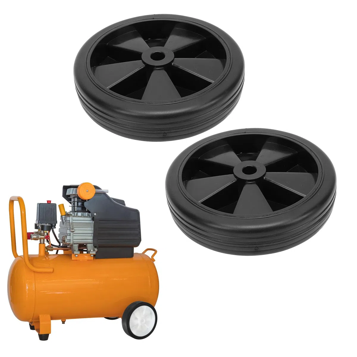 Ruote del Compressore D'aria in Confezione 2, Parte di Ricambio Universale per Ruote del Compressore D'aria, Diametro 150 Mm, 6 Pollici, Ruote in Gomma di Ricambio