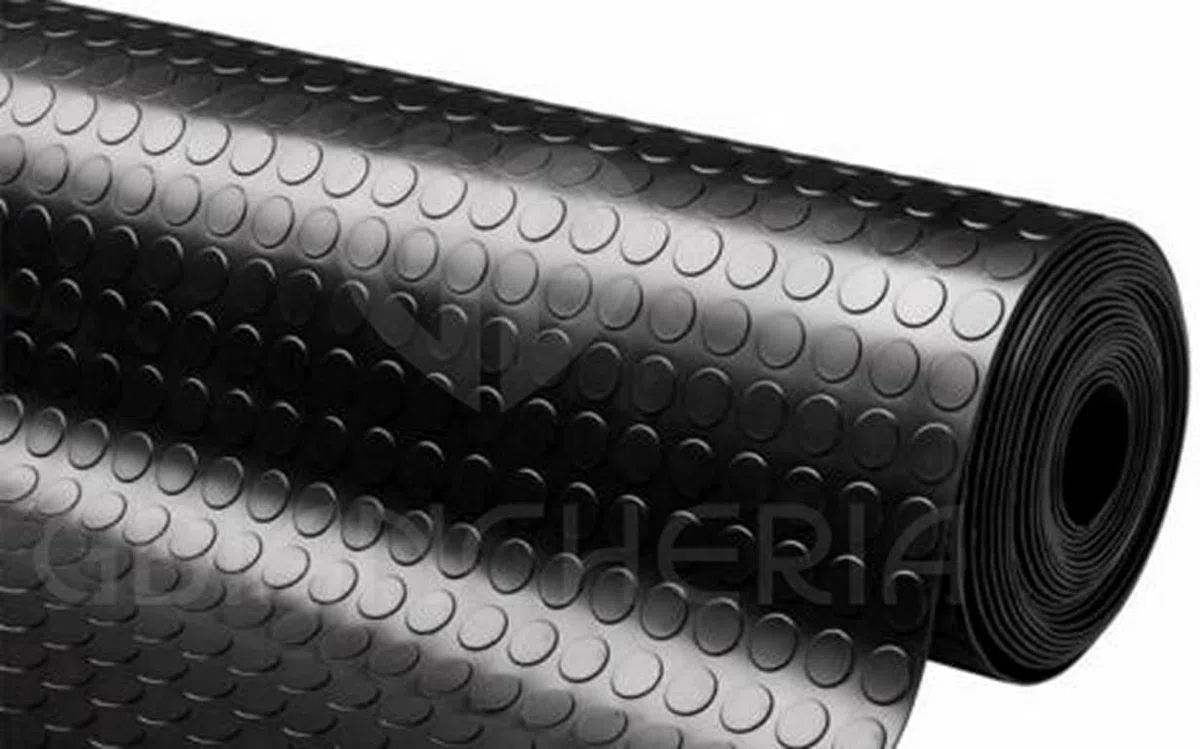 Pavimento in PVC Bollato Antiscivolo Nero – Tappeto Flessibile e Resistente 1 mm – Rivestimento per Garage, Magazzini, Laboratori – Facile da Pulire (1 m x 3 m)