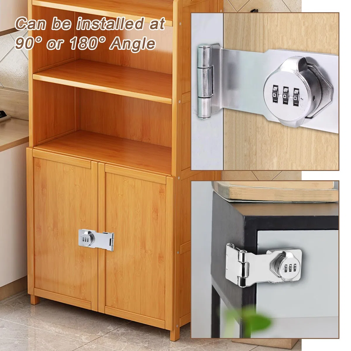 SPORWAY Set di 2 serrature combinate: serratura di sicurezza per armadio con codice crittografato 4,5 pollici 3 fori per armadietto, bagagli, armadi (argento)