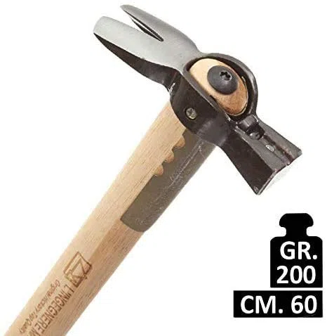 MARTELLO FORGIATO CLASSICO 200 GR. CON MANICO LEGNO 60 CM.