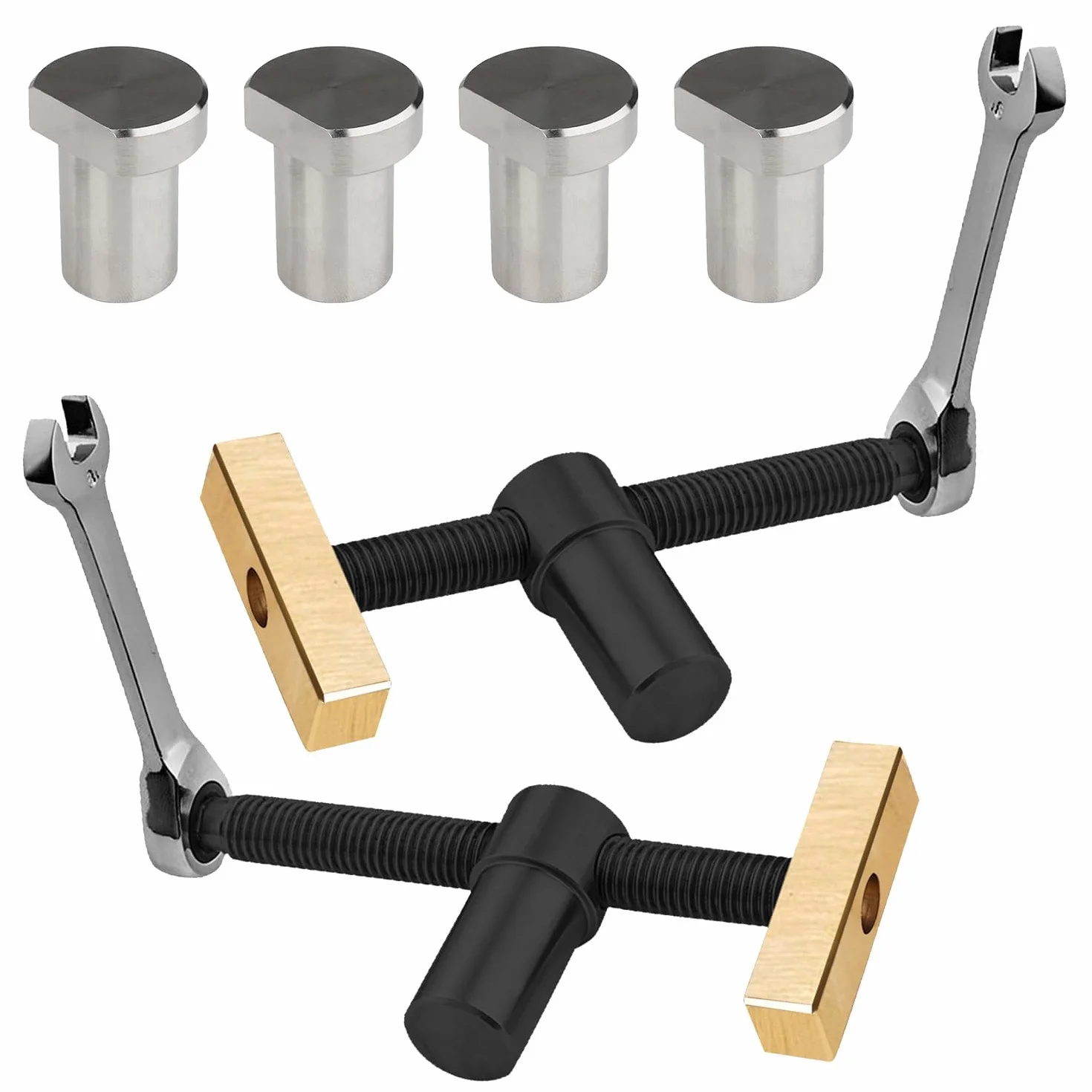 Set 2 Morsa da Banco Professionale Falegname, Con 4 Fori per Cani da Banco, Morsetti da Falegname Adatti per Fori Banco Da 20 mm, Accessori Banco da Lavoro per Il Fissaggio Rapido Del Banco da Lavoro