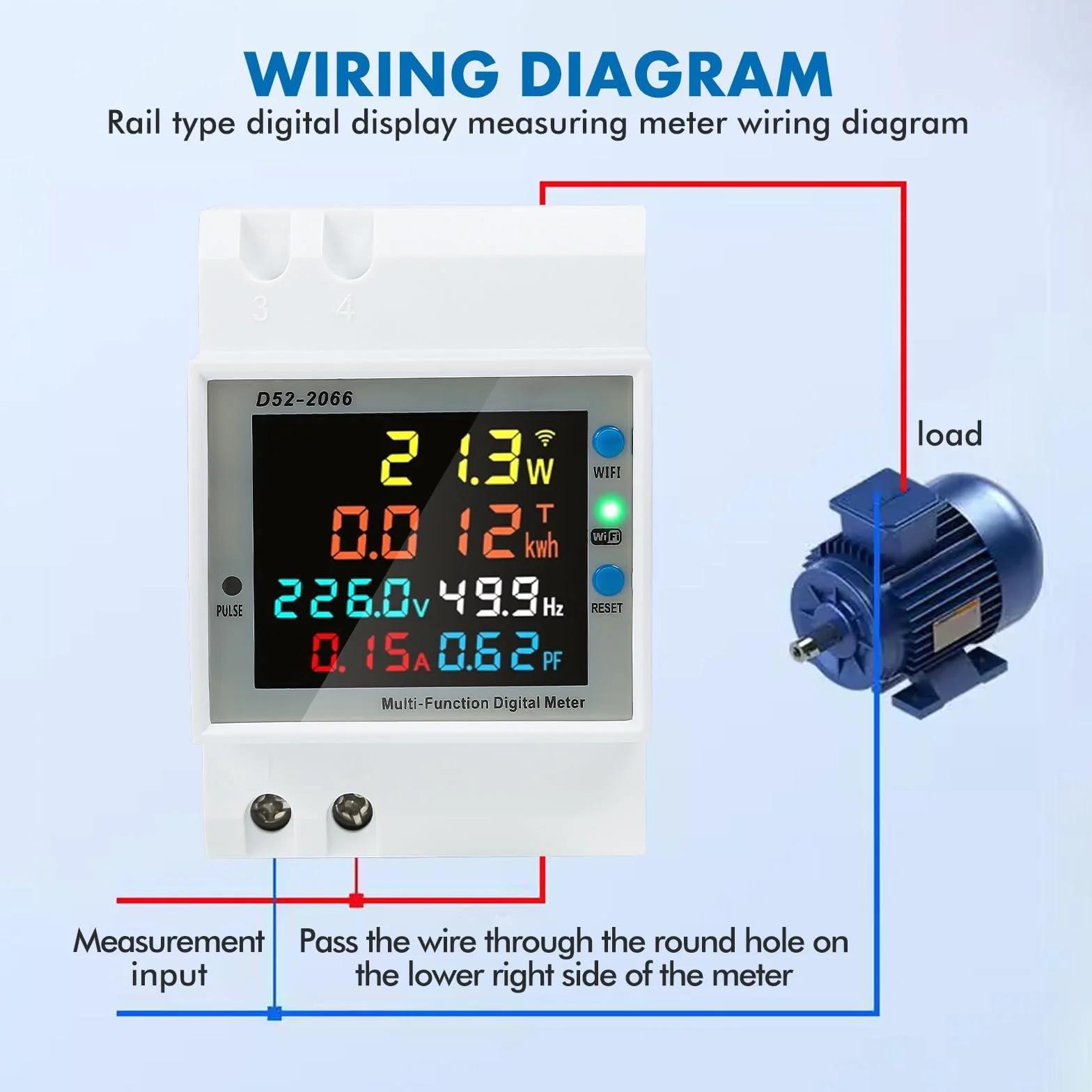 Contatore Energia Elettrica Monofase WiFi Contatore Elettrico Digitale Misuratore Consumo Elettrico DIN Controllo APP Tuya AC40-300 Misuratore di Tensione, Corrente, Potenza e Frequenza