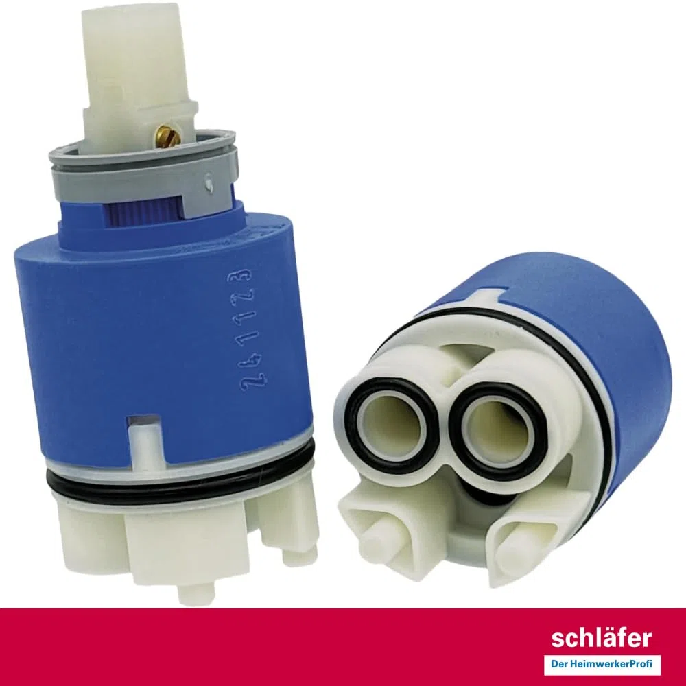 Schläfer 4800135 | Cartuccia Ricambio Miscelatore 35mm con regolazione Cartuccia Kerox in Ceramica Alta con 2 Piedini per Rubinetti Monocomando Lavabo, Bidet, Doccia, Vasca, Lavello del Bagno e Cucina