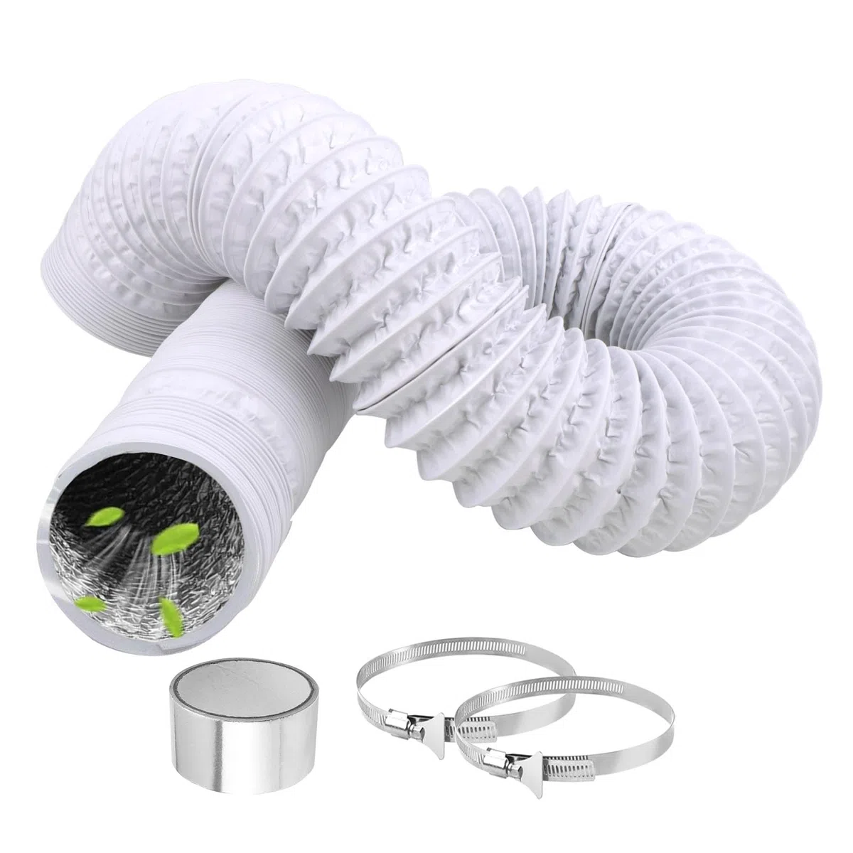 Tubo flessibile di ventilazione in PVC e alluminio, 80/100/125/150 mm, 4,2 m, colore bianco, 80 mm